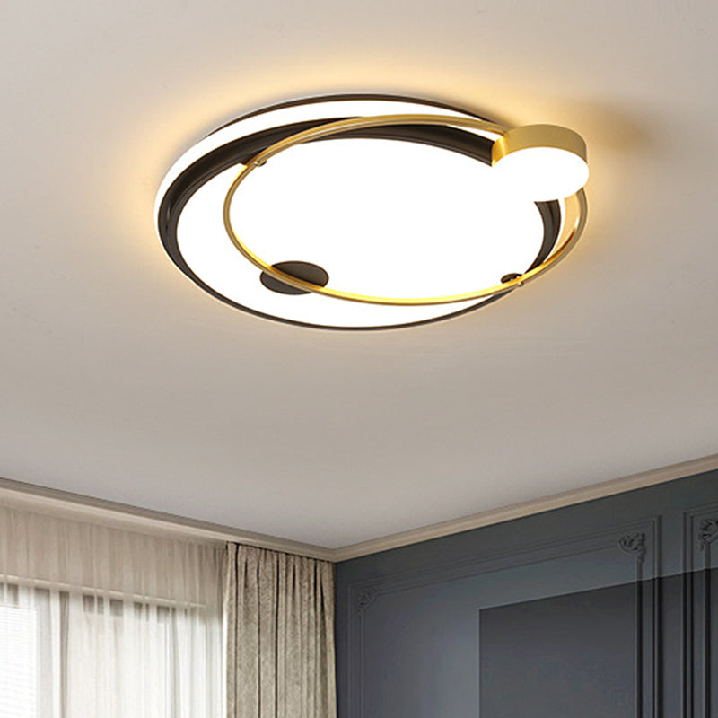 Modernism Round Flush Ceiling Light Metallic LED Bedroom Flush Mount in Black and Gold, Warm/White Light Clearhalo 'Ceiling Lights' 'Close To Ceiling Lights' 'Close to ceiling' 'Flush mount' Lighting' 1711999