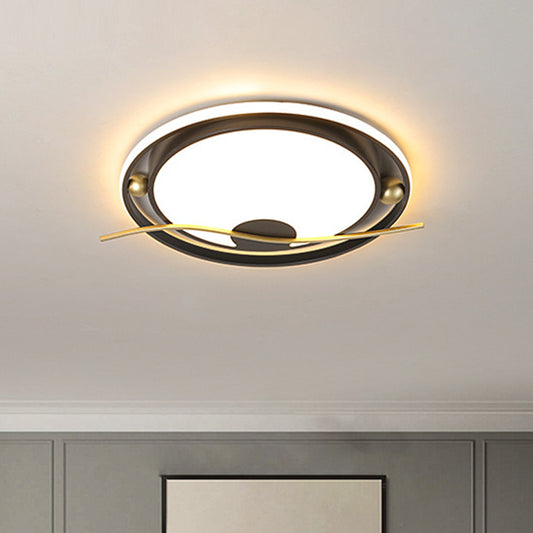 Round Ceiling Mounted Fixture Modern Acrylic Black and Gold LED Flush Mount Light in Warm/White Light Clearhalo 'Ceiling Lights' 'Close To Ceiling Lights' 'Close to ceiling' 'Flush mount' Lighting' 1712003