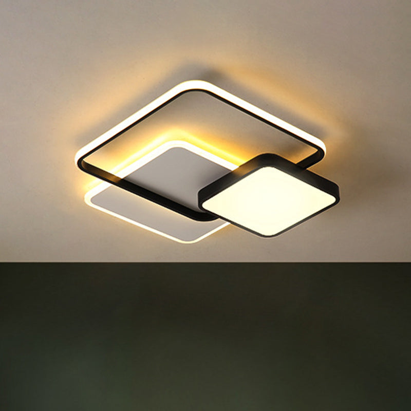 Metal Square Ceiling Light Fixture Modern LED Flush Mount Lamp in Gold/Black and White for Bedroom Clearhalo 'Ceiling Lights' 'Close To Ceiling Lights' 'Close to ceiling' 'Flush mount' Lighting' 1712034