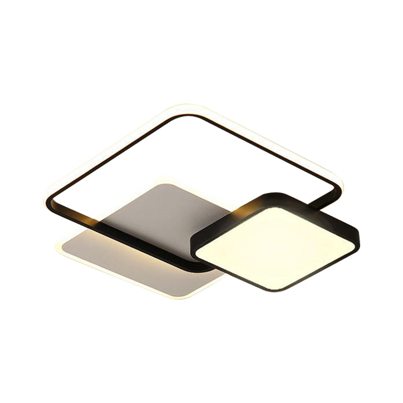 Metal Square Ceiling Light Fixture Modern LED Flush Mount Lamp in Gold/Black and White for Bedroom Clearhalo 'Ceiling Lights' 'Close To Ceiling Lights' 'Close to ceiling' 'Flush mount' Lighting' 1712035