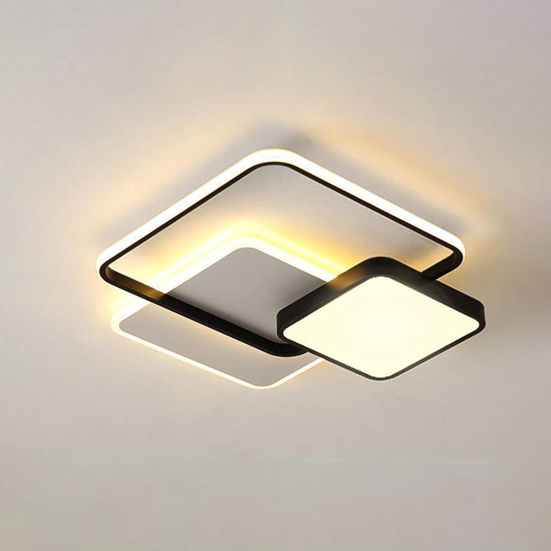 Metal Square Ceiling Light Fixture Modern LED Flush Mount Lamp in Gold/Black and White for Bedroom Clearhalo 'Ceiling Lights' 'Close To Ceiling Lights' 'Close to ceiling' 'Flush mount' Lighting' 1712036