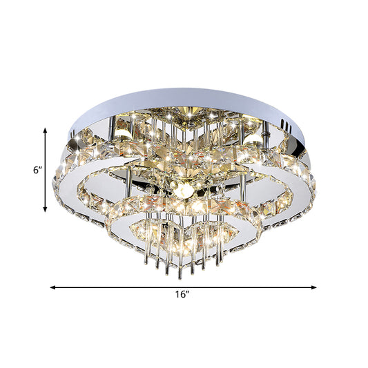 Crystal Block Loving Heart Semi Flush Contemporary LED Ceiling Mounted Fixture in Chrome, 3 Color Light Clearhalo 'Ceiling Lights' 'Close To Ceiling Lights' 'Close to ceiling' 'Semi-flushmount' Lighting' 1712048