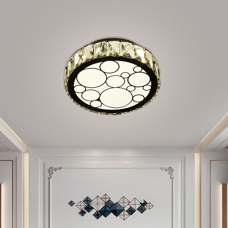 Modern Round Ceiling Light Fixture Hand-Cut Crystal LED Parlor Flush Mount with Bubble Pattern in Chrome, 10"/19" Wide Chrome 10" Clearhalo 'Ceiling Lights' 'Close To Ceiling Lights' 'Close to ceiling' 'Flush mount' Lighting' 1712049