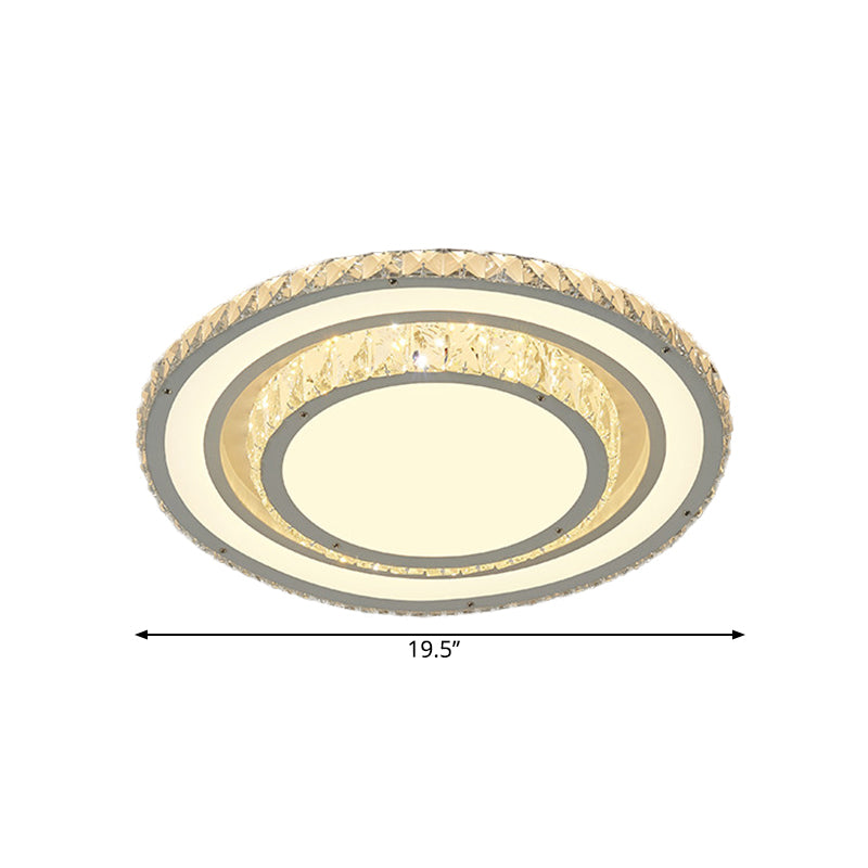 Clear Crystal Round Flush Mount Light Simplicity 14"/19.5" Width LED Ceiling Lighting in White Clearhalo 'Ceiling Lights' 'Close To Ceiling Lights' 'Close to ceiling' 'Flush mount' Lighting' 1712079