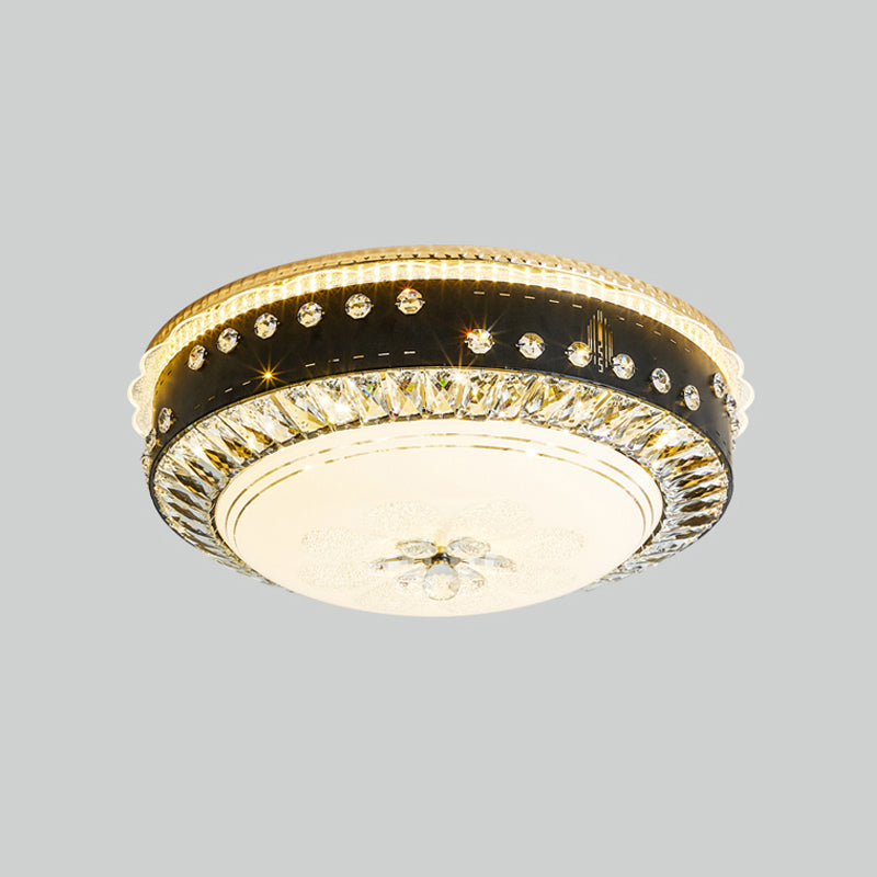 Hand-Cut Crystal Round Flush Lamp Contemporary LED Ceiling Mounted Light in Black Clearhalo 'Ceiling Lights' 'Close To Ceiling Lights' 'Close to ceiling' 'Flush mount' Lighting' 1712170