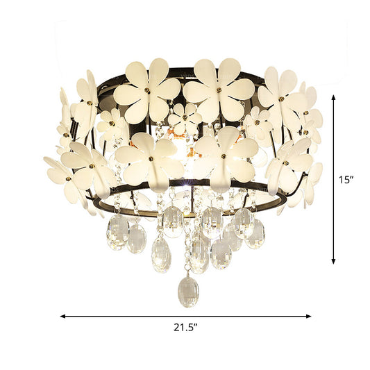 Oval Droplet Flush Mount Light Modernist Faceted Crystal 4/6-Head Black Ceiling Lamp with Flower Decor Clearhalo 'Ceiling Lights' 'Close To Ceiling Lights' 'Close to ceiling' 'Flush mount' Lighting' 1712184