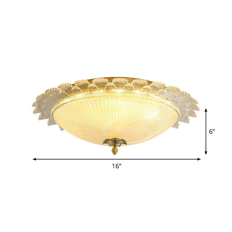 Simplicity LED Ceiling Light Fixture Gold Dome Flush Mount Lamp with Clear Crystal Shade, 16"/19.5" Width Clearhalo 'Ceiling Lights' 'Close To Ceiling Lights' 'Close to ceiling' 'Flush mount' Lighting' 1712188