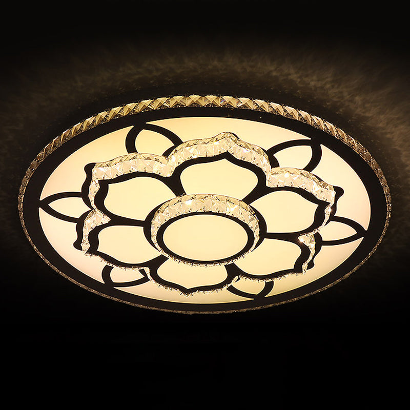 Lotus Hand-Cut Crystal Flush Mount Light Modern Stainless-Steel LED Ceiling Lighting in Warm/White Light Clearhalo 'Ceiling Lights' 'Close To Ceiling Lights' 'Close to ceiling' 'Flush mount' Lighting' 1712196