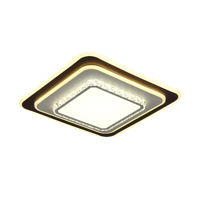 Round/Square Sleeping Room Flushmount Clear Beveled Crystal LED Minimalist Close to Ceiling Lamp in Black Clearhalo 'Ceiling Lights' 'Close To Ceiling Lights' 'Close to ceiling' 'Flush mount' Lighting' 1712200