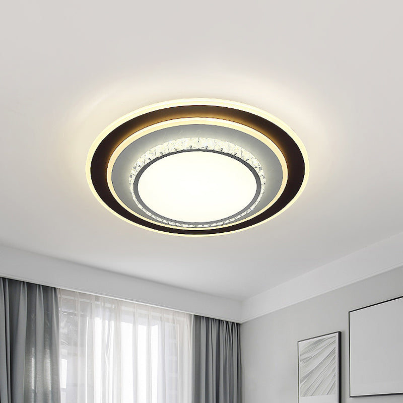 Round/Square Sleeping Room Flushmount Clear Beveled Crystal LED Minimalist Close to Ceiling Lamp in Black Clearhalo 'Ceiling Lights' 'Close To Ceiling Lights' 'Close to ceiling' 'Flush mount' Lighting' 1712203