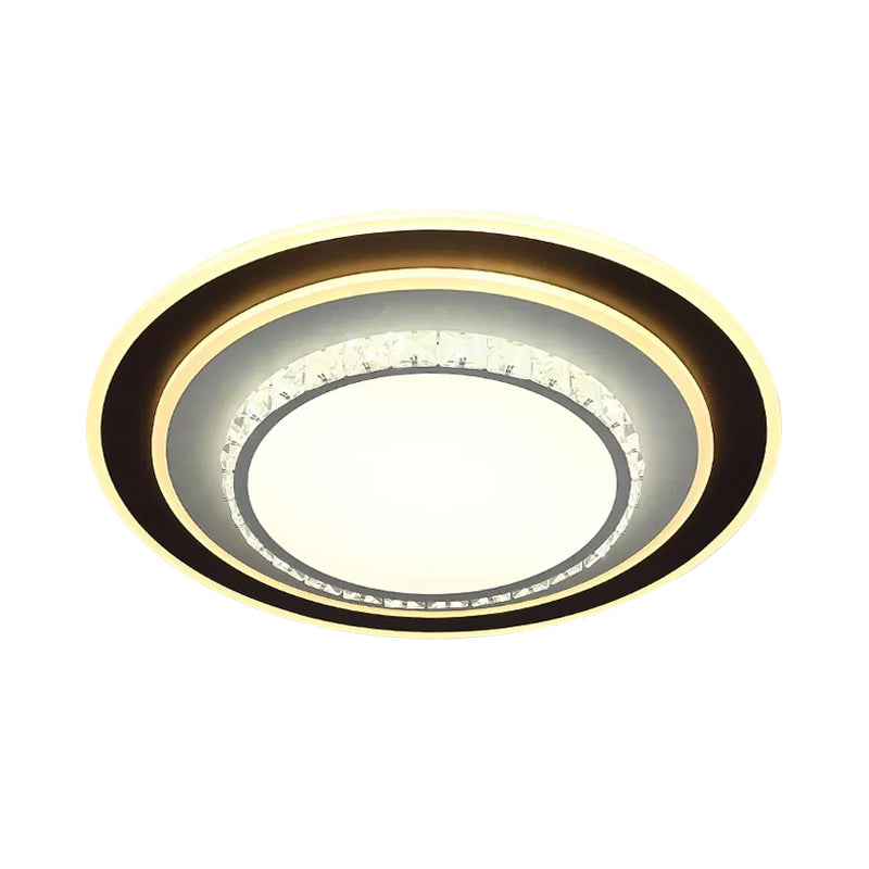 Round/Square Sleeping Room Flushmount Clear Beveled Crystal LED Minimalist Close to Ceiling Lamp in Black Clearhalo 'Ceiling Lights' 'Close To Ceiling Lights' 'Close to ceiling' 'Flush mount' Lighting' 1712205