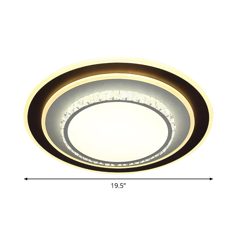 Round/Square Sleeping Room Flushmount Clear Beveled Crystal LED Minimalist Close to Ceiling Lamp in Black Clearhalo 'Ceiling Lights' 'Close To Ceiling Lights' 'Close to ceiling' 'Flush mount' Lighting' 1712206