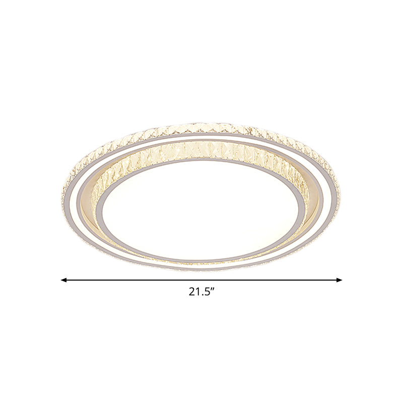 LED Parlor Flush Mount Fixture Simplicity White Ceiling Flush with Round/Square Faceted Crystal Shade Clearhalo 'Ceiling Lights' 'Close To Ceiling Lights' 'Close to ceiling' 'Flush mount' Lighting' 1712215