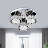 Circular Ceiling Flush Mount Contemporary Crystal Block LED Bedroom Flushmount in Stainless-Steel, Warm/White Light Stainless-Steel Clearhalo 'Ceiling Lights' 'Close To Ceiling Lights' 'Close to ceiling' 'Flush mount' Lighting' 1712216