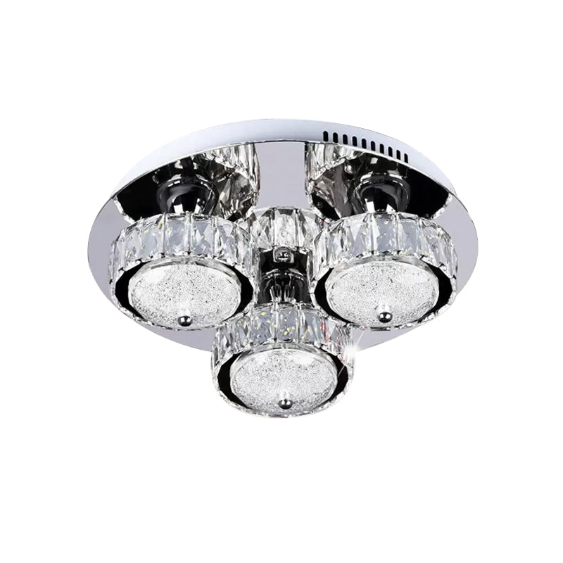 Circular Ceiling Flush Mount Contemporary Crystal Block LED Bedroom Flushmount in Stainless-Steel, Warm/White Light Clearhalo 'Ceiling Lights' 'Close To Ceiling Lights' 'Close to ceiling' 'Flush mount' Lighting' 1712217