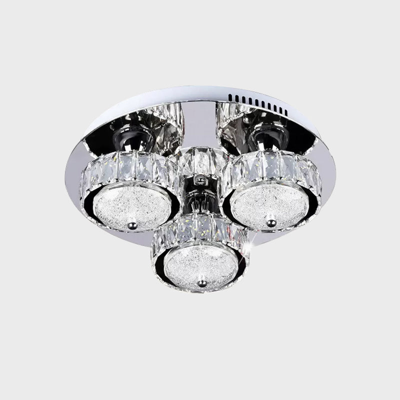 Circular Ceiling Flush Mount Contemporary Crystal Block LED Bedroom Flushmount in Stainless-Steel, Warm/White Light Clearhalo 'Ceiling Lights' 'Close To Ceiling Lights' 'Close to ceiling' 'Flush mount' Lighting' 1712218