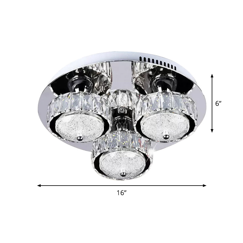 Circular Ceiling Flush Mount Contemporary Crystal Block LED Bedroom Flushmount in Stainless-Steel, Warm/White Light Clearhalo 'Ceiling Lights' 'Close To Ceiling Lights' 'Close to ceiling' 'Flush mount' Lighting' 1712219