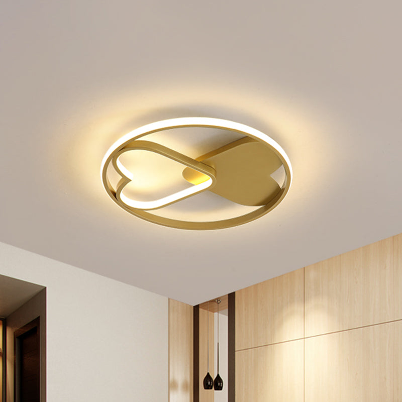 Loving Heart Acrylic Flush Mount Scandinavian LED Gold Ceiling Lighting in Warm/White Light Clearhalo 'Ceiling Lights' 'Close To Ceiling Lights' 'Close to ceiling' 'Flush mount' Lighting' 1712225