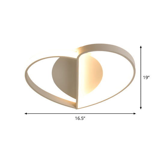 Nordic LED Ceiling Mounted Fixture White Heart Flush Lamp with Acrylic Shade in Warm/White Light Clearhalo 'Ceiling Lights' 'Close To Ceiling Lights' 'Close to ceiling' 'Flush mount' Lighting' 1712231