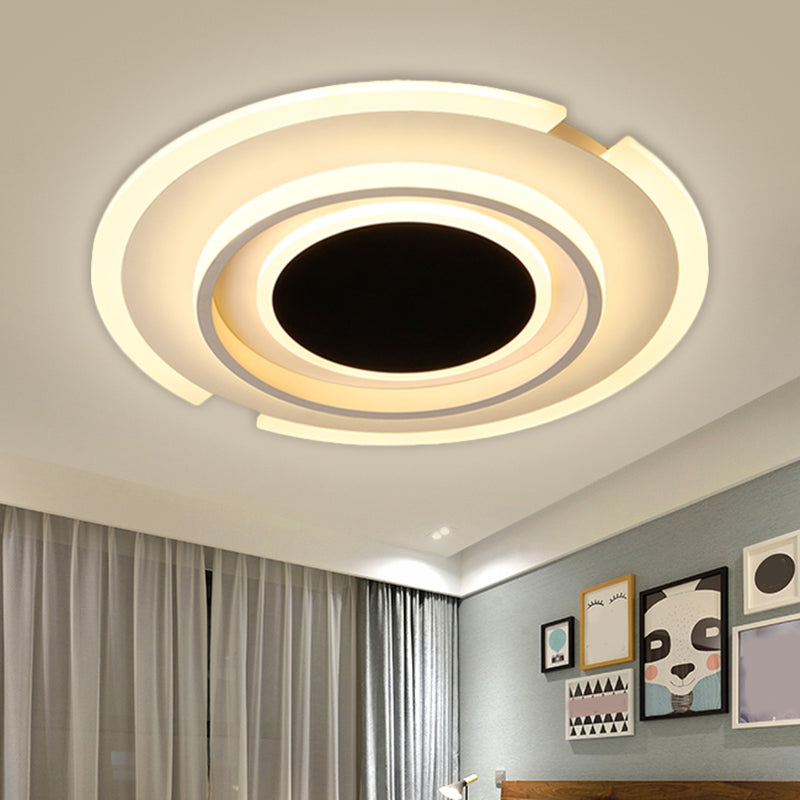 16.5"/20.5" W Black Rounded Flush Mount Lamp Nordic LED Metal Flush Light Fixture for Bedroom Black Clearhalo 'Ceiling Lights' 'Close To Ceiling Lights' 'Close to ceiling' 'Flush mount' Lighting' 1712245