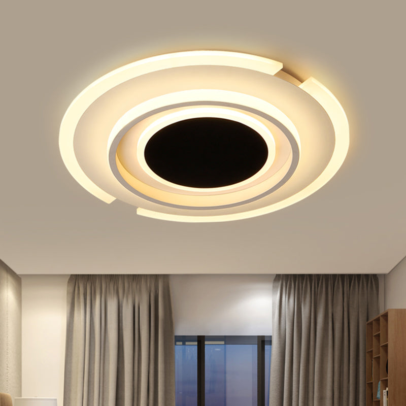 16.5"/20.5" W Black Rounded Flush Mount Lamp Nordic LED Metal Flush Light Fixture for Bedroom Clearhalo 'Ceiling Lights' 'Close To Ceiling Lights' 'Close to ceiling' 'Flush mount' Lighting' 1712246