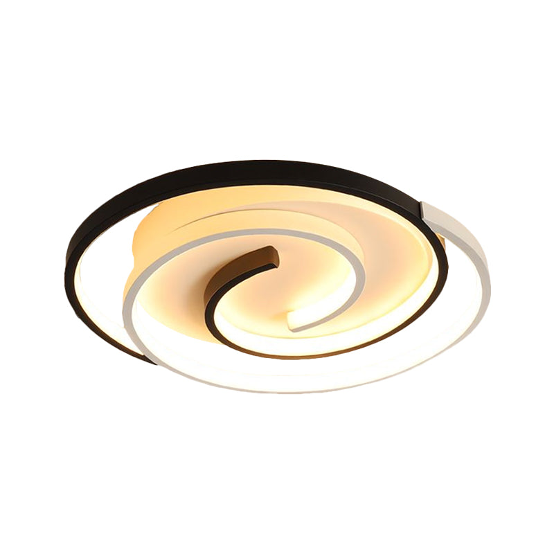 Swirling Flush Ceiling Light Modernist Acrylic LED Black Flush Mount Lamp, 18"/21.5" Wide Clearhalo 'Ceiling Lights' 'Close To Ceiling Lights' 'Close to ceiling' 'Flush mount' Lighting' 1712251