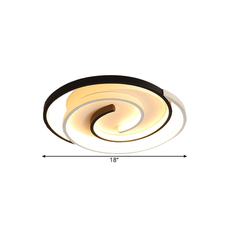 Swirling Flush Ceiling Light Modernist Acrylic LED Black Flush Mount Lamp, 18"/21.5" Wide Clearhalo 'Ceiling Lights' 'Close To Ceiling Lights' 'Close to ceiling' 'Flush mount' Lighting' 1712252