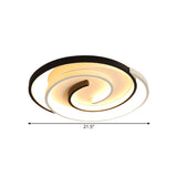 Swirling Flush Ceiling Light Modernist Acrylic LED Black Flush Mount Lamp, 18"/21.5" Wide Clearhalo 'Ceiling Lights' 'Close To Ceiling Lights' 'Close to ceiling' 'Flush mount' Lighting' 1712253