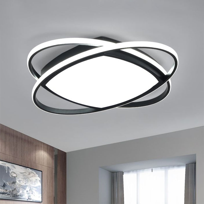 Metallic Square and Oval Flush Mount Modern LED Flush Light Fixture in Black, 19.5"/23.5" Width Black Clearhalo 'Ceiling Lights' 'Close To Ceiling Lights' 'Close to ceiling' 'Flush mount' Lighting' 1712254