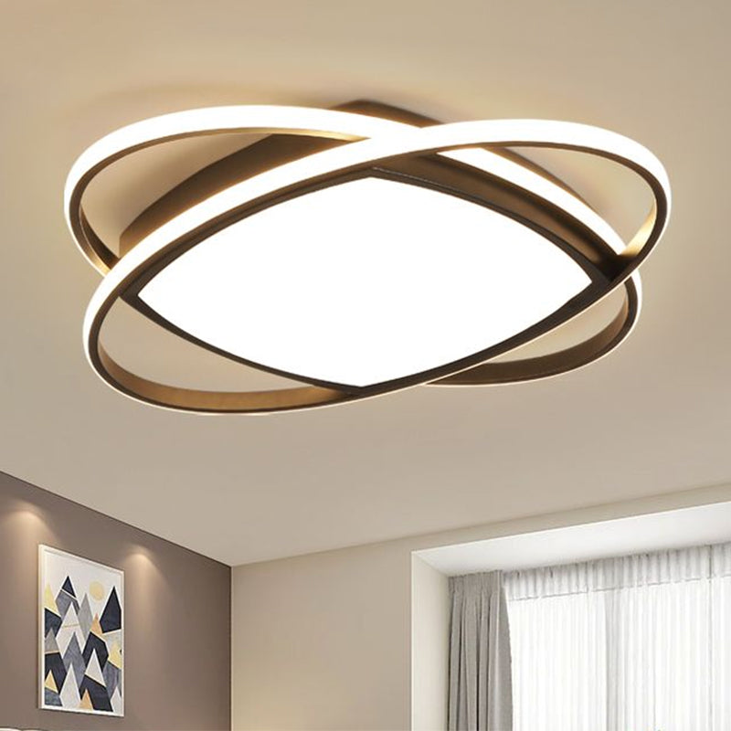 Metallic Square and Oval Flush Mount Modern LED Flush Light Fixture in Black, 19.5"/23.5" Width Clearhalo 'Ceiling Lights' 'Close To Ceiling Lights' 'Close to ceiling' 'Flush mount' Lighting' 1712255