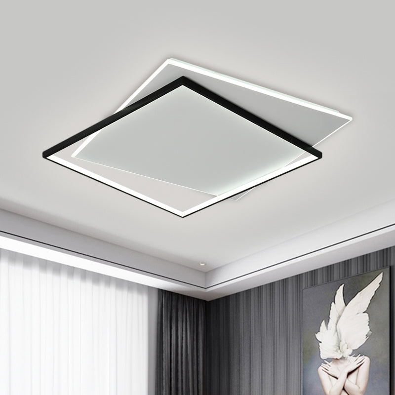 Overlapping Metallic Flush Mount Light Modernist LED Black Ceiling Mounted Fixture, 18"/21.5" Wide Black Clearhalo 'Ceiling Lights' 'Close To Ceiling Lights' 'Close to ceiling' 'Flush mount' Lighting' 1712263