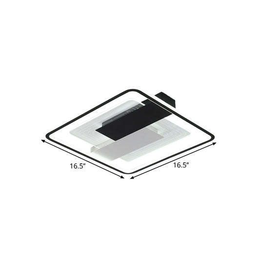 Black Square Flush Mount Light Contemporary 16.5"/20.5" W LED Acrylic Ceiling Mounted Fixture Clearhalo 'Ceiling Lights' 'Close To Ceiling Lights' 'Close to ceiling' 'Flush mount' Lighting' 1712276