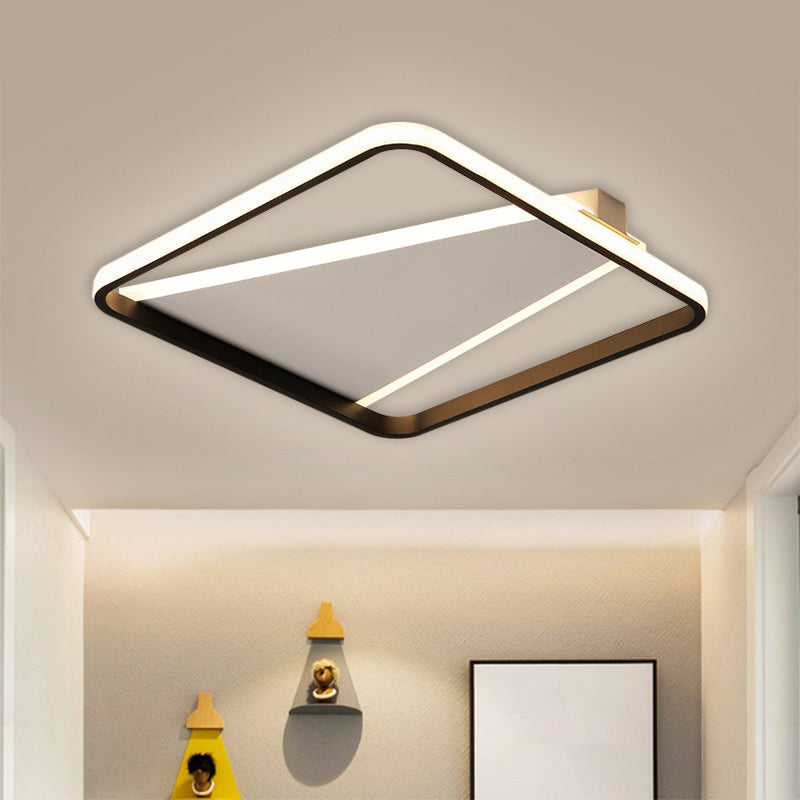 Geometric Acrylic Flush Light Minimalist LED Black Flush Mount Lighting, 16.5"/20.5" Width Black Clearhalo 'Ceiling Lights' 'Close To Ceiling Lights' 'Close to ceiling' 'Flush mount' Lighting' 1712278