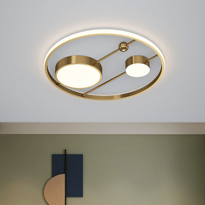 16"/19.5" W Rounded Flush Light Fixture Modernism Acrylic LED Brass Ceiling Flush Mount for Bedroom Brass Clearhalo 'Ceiling Lights' 'Close To Ceiling Lights' 'Close to ceiling' 'Flush mount' Lighting' 1712283