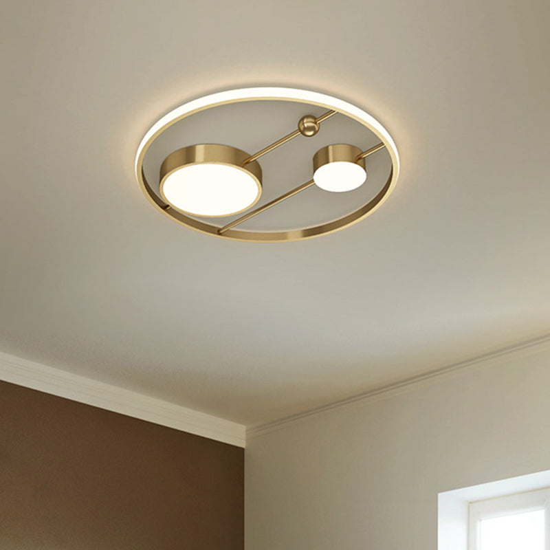 16"/19.5" W Rounded Flush Light Fixture Modernism Acrylic LED Brass Ceiling Flush Mount for Bedroom Clearhalo 'Ceiling Lights' 'Close To Ceiling Lights' 'Close to ceiling' 'Flush mount' Lighting' 1712284