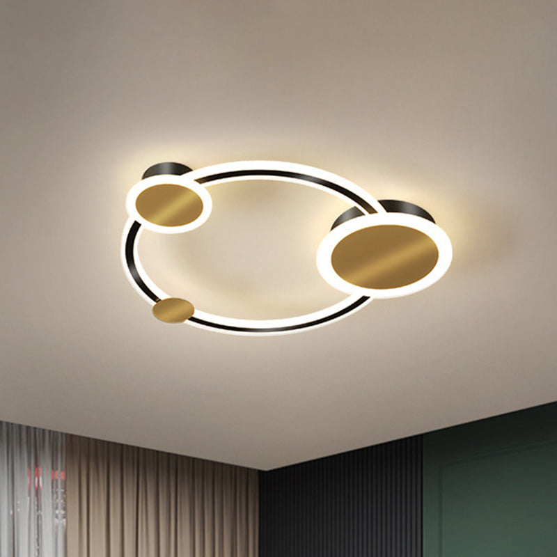 Gold Ringed Flush Mount Lamp Modernist LED Metallic Flush Ceiling Light in Warm/White Light Gold Clearhalo 'Ceiling Lights' 'Close To Ceiling Lights' 'Close to ceiling' 'Flush mount' Lighting' 1712293