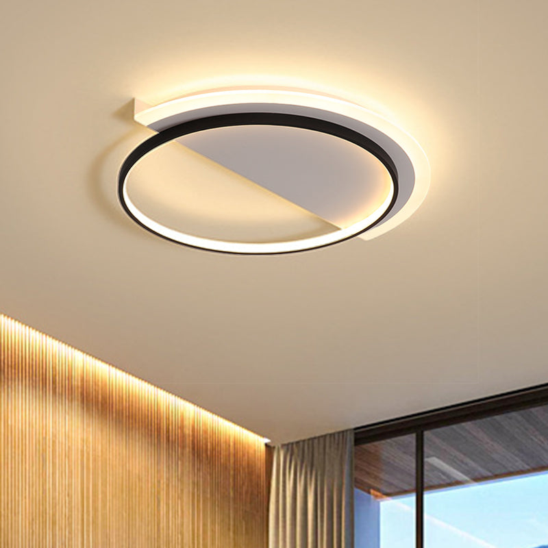 Acrylic Semicircle Ceiling Light Fixture Nordic LED Black Flush Mount Lighting, 18"/21.5" Width Black Clearhalo 'Ceiling Lights' 'Close To Ceiling Lights' 'Close to ceiling' 'Flush mount' Lighting' 1712297