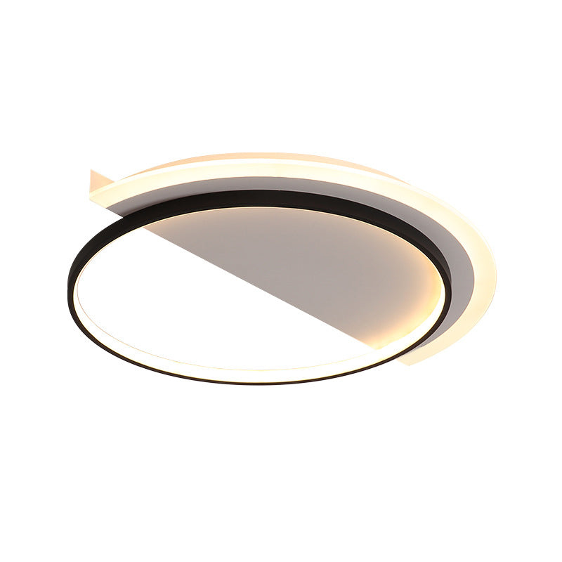 Acrylic Semicircle Ceiling Light Fixture Nordic LED Black Flush Mount Lighting, 18"/21.5" Width Clearhalo 'Ceiling Lights' 'Close To Ceiling Lights' 'Close to ceiling' 'Flush mount' Lighting' 1712299