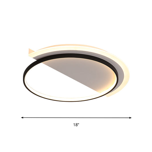 Acrylic Semicircle Ceiling Light Fixture Nordic LED Black Flush Mount Lighting, 18"/21.5" Width Clearhalo 'Ceiling Lights' 'Close To Ceiling Lights' 'Close to ceiling' 'Flush mount' Lighting' 1712300