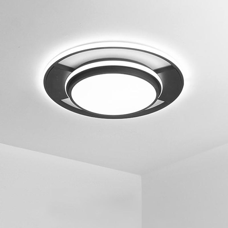 16.5"/20.5" W Round Bedroom Flush Mount Metal LED Modern Close to Ceiling Mounted Fixture in Black Clearhalo 'Ceiling Lights' 'Close To Ceiling Lights' 'Close to ceiling' 'Flush mount' Lighting' 1712303