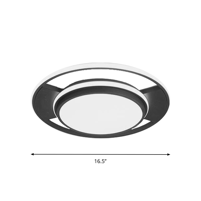 16.5"/20.5" W Round Bedroom Flush Mount Metal LED Modern Close to Ceiling Mounted Fixture in Black Clearhalo 'Ceiling Lights' 'Close To Ceiling Lights' 'Close to ceiling' 'Flush mount' Lighting' 1712305