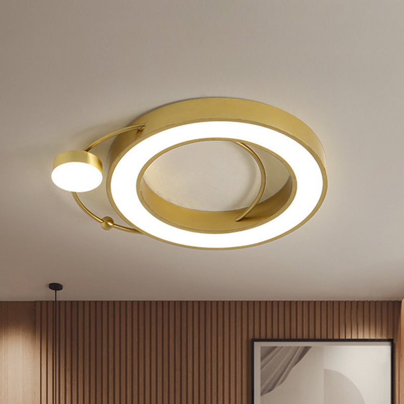 Hollow Metallic Flush Ceiling Light Modernist LED Gold Ceiling Flush Mount in White/Yellow Light Gold Clearhalo 'Ceiling Lights' 'Close To Ceiling Lights' 'Close to ceiling' 'Flush mount' Lighting' 1712311