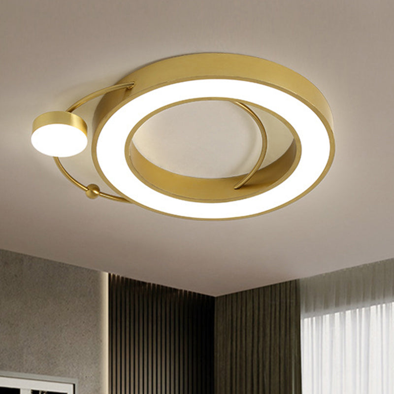 Hollow Metallic Flush Ceiling Light Modernist LED Gold Ceiling Flush Mount in White/Yellow Light Clearhalo 'Ceiling Lights' 'Close To Ceiling Lights' 'Close to ceiling' 'Flush mount' Lighting' 1712312