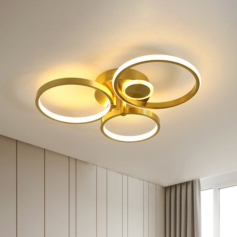 Circular Bedroom Ceiling Mounted Fixture Metal LED Minimalism Flush Mount Lamp in Gold, Warm/White Light Gold Clearhalo 'Ceiling Lights' 'Close To Ceiling Lights' 'Close to ceiling' 'Flush mount' Lighting' 1712315