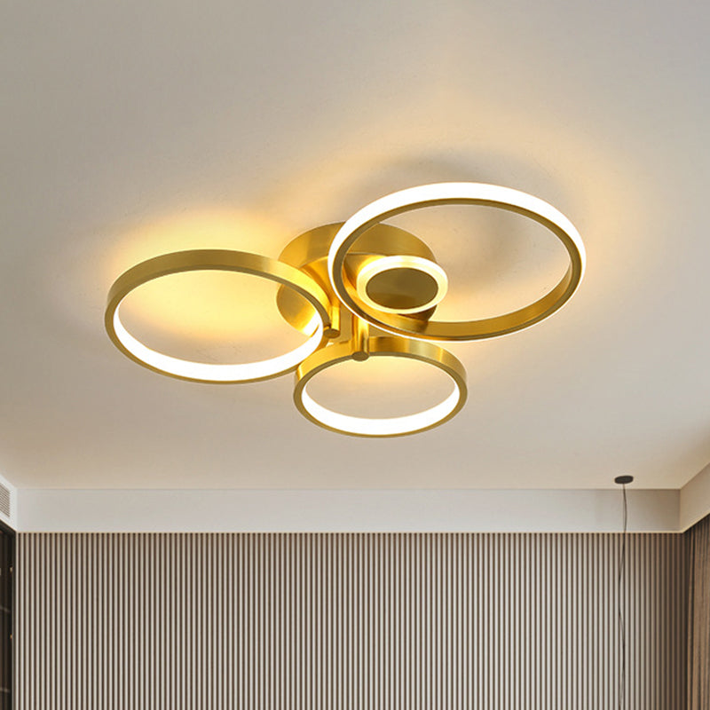 Circular Bedroom Ceiling Mounted Fixture Metal LED Minimalism Flush Mount Lamp in Gold, Warm/White Light Clearhalo 'Ceiling Lights' 'Close To Ceiling Lights' 'Close to ceiling' 'Flush mount' Lighting' 1712316