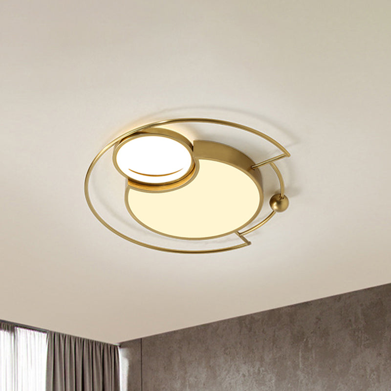 Metallic Round Flush Mount Light Nordic LED Gold Flushmount Lighting in Warm/White Light for Bedroom Clearhalo 'Ceiling Lights' 'Close To Ceiling Lights' 'Close to ceiling' 'Flush mount' Lighting' 1712320