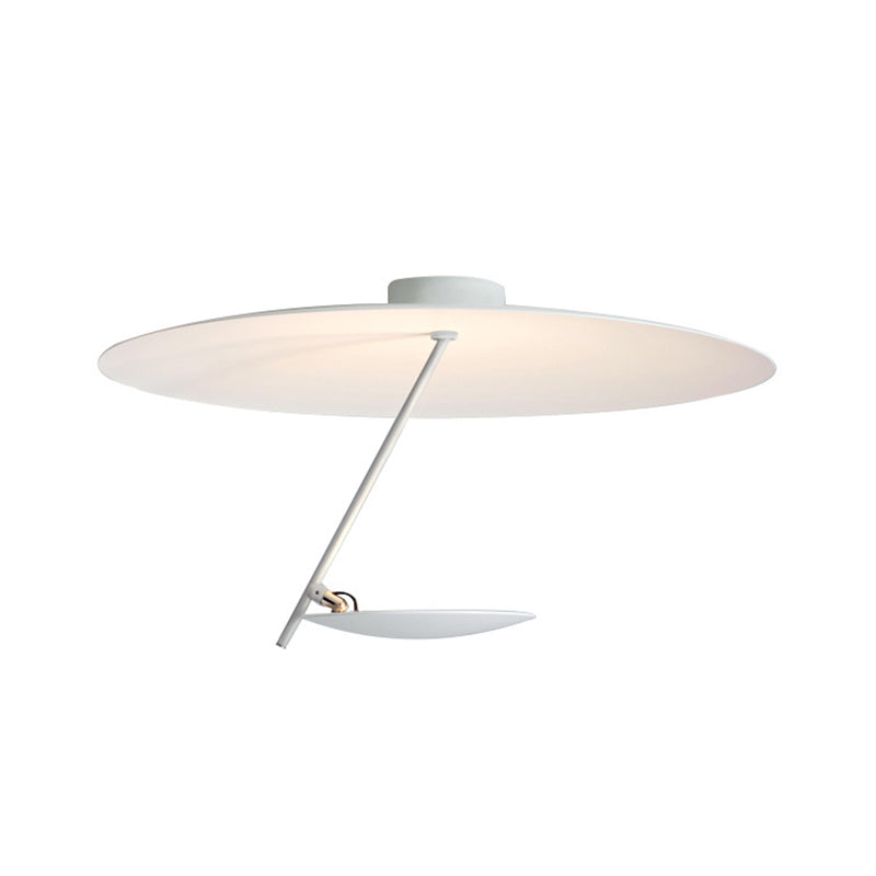 White Dome Flush Ceiling Light Modernist LED Metallic Semi Flush Mount for Bedroom, 19.5"/23.5" Wide Clearhalo 'Ceiling Lights' 'Close To Ceiling Lights' 'Close to ceiling' 'Semi-flushmount' Lighting' 1712328