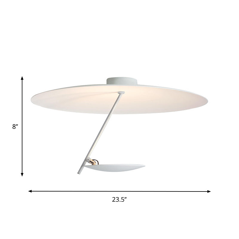 White Dome Flush Ceiling Light Modernist LED Metallic Semi Flush Mount for Bedroom, 19.5"/23.5" Wide Clearhalo 'Ceiling Lights' 'Close To Ceiling Lights' 'Close to ceiling' 'Semi-flushmount' Lighting' 1712331