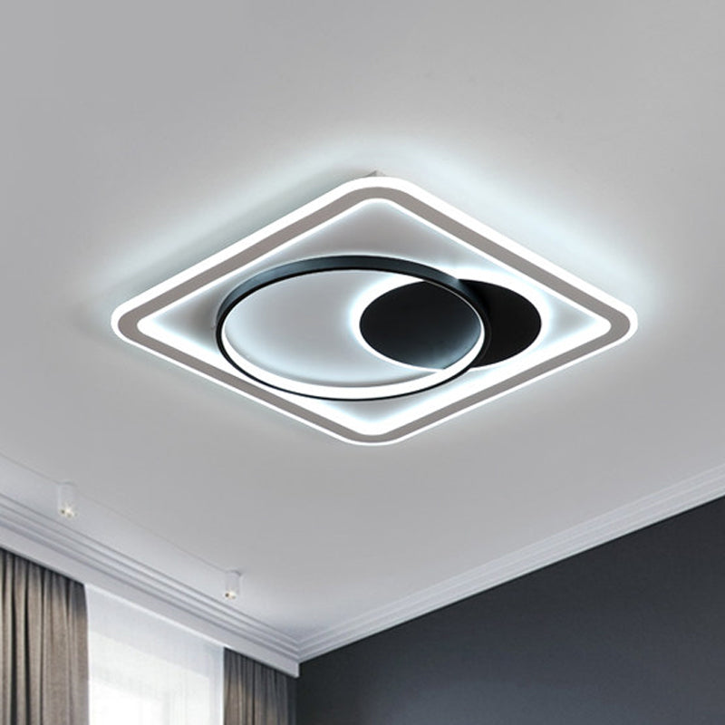 Square Acrylic Ceiling Mounted Fixture Nordic LED Black Flush Mount Lamp, Warm/White Light Black Clearhalo 'Ceiling Lights' 'Close To Ceiling Lights' 'Close to ceiling' 'Flush mount' Lighting' 1712332