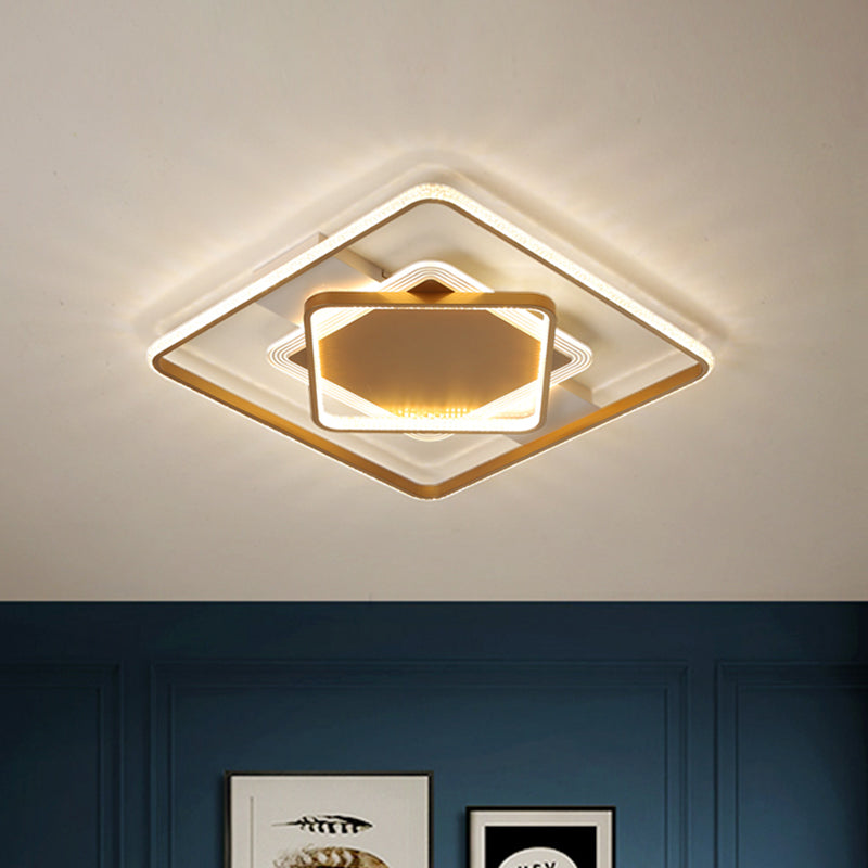 Metallic Geometric Flush Ceiling Light Modern LED Gold Ceiling Mounted Fixture in Warm/White Light Gold Clearhalo 'Ceiling Lights' 'Close To Ceiling Lights' 'Close to ceiling' 'Flush mount' Lighting' 1712336